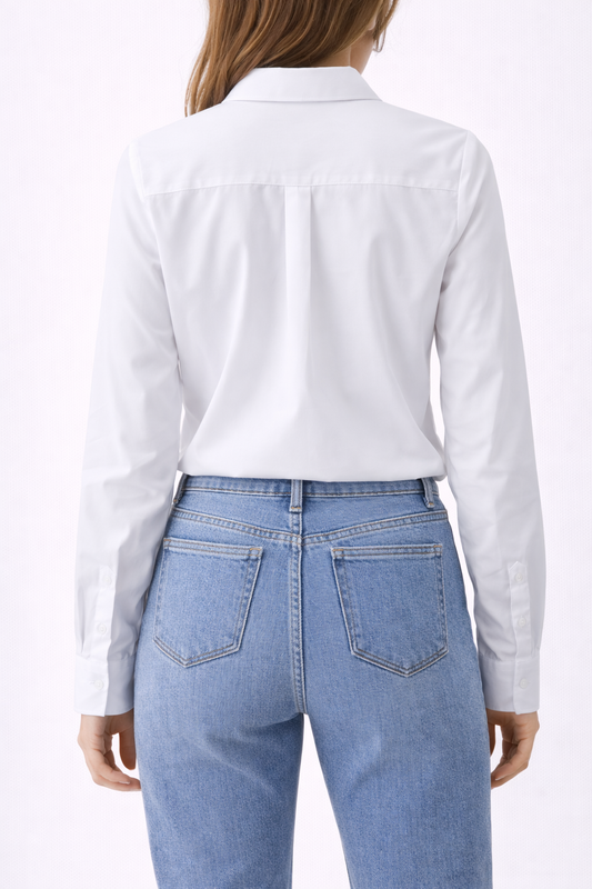 Camisa Blanca de Manga Larga Mujer | Elegancia Atemporal y Corte Sofisticado