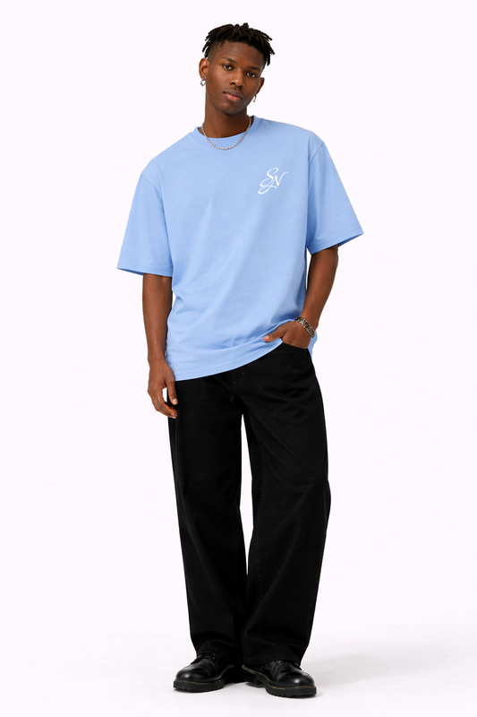 Camiseta Azul Secret Nova para Hombre – Logo SN Minimalista | Estilo Urbano Premium