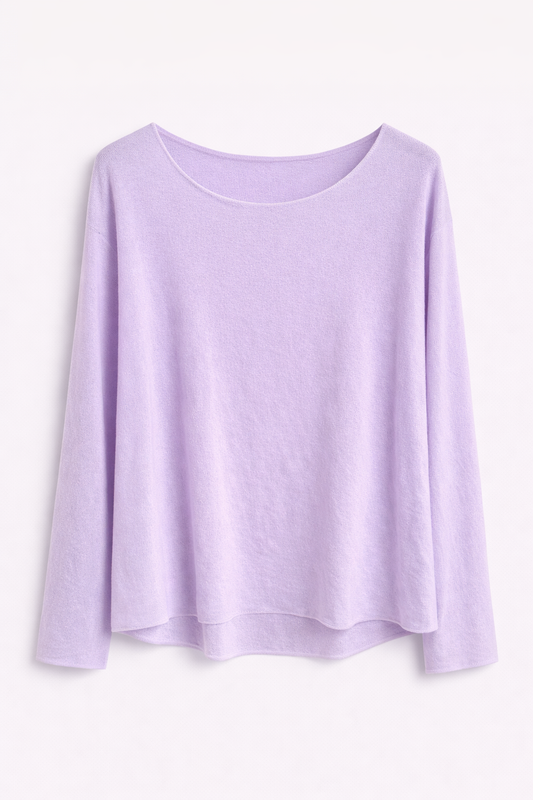 Camiseta Fluida de Manga Larga y Cuello Redondo | Básico Versátil