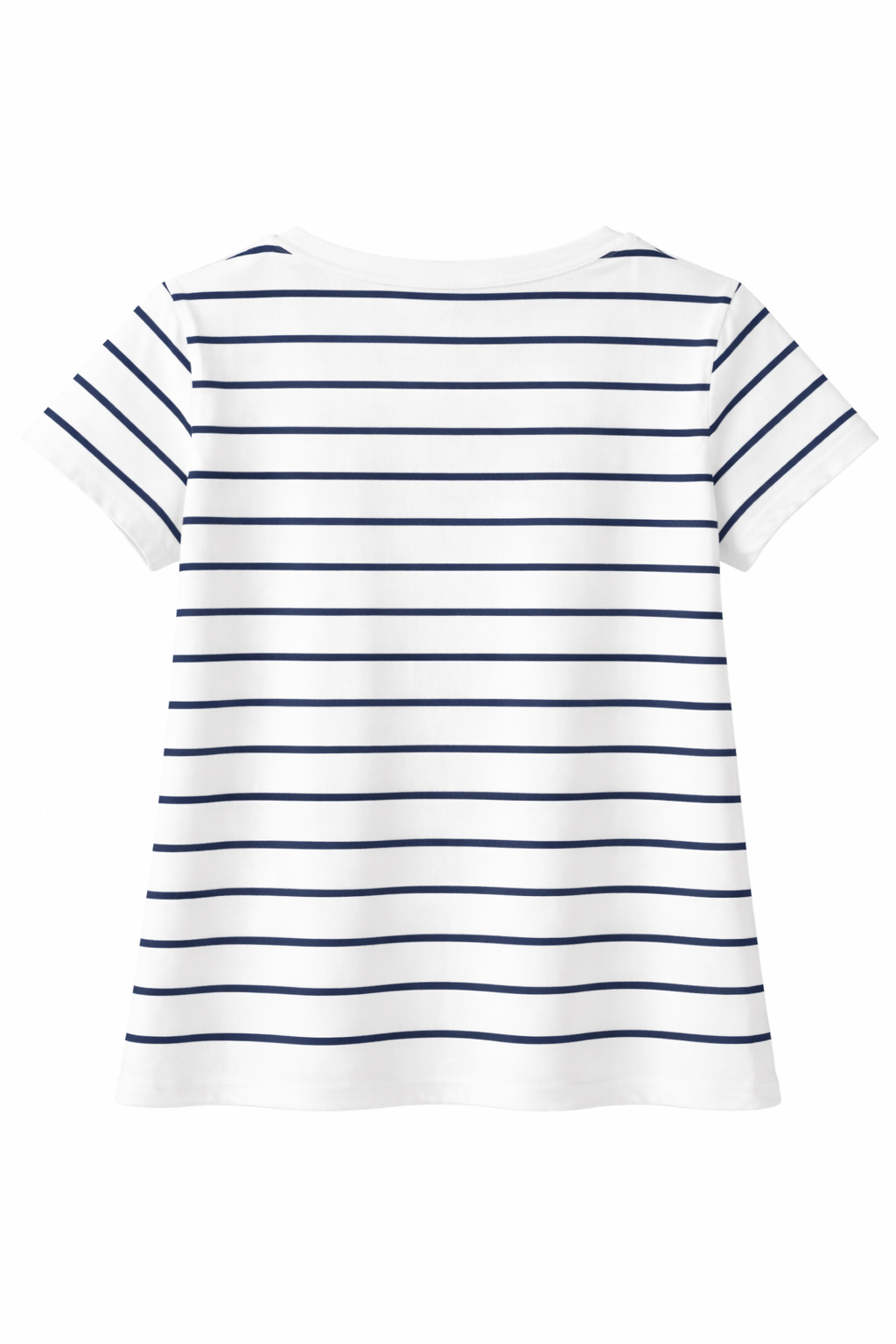 Camiseta de Mujer Blanca a Rayas Azules con Bordado de Ositos – Manga Corta, Estilo Casual