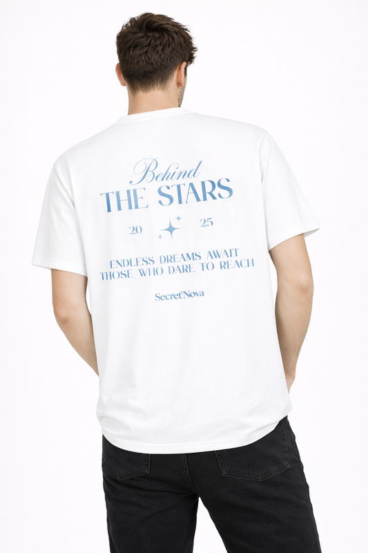 Camisetas Oversize Basico Streetwear Hombre Blanco "Behind the Stars"