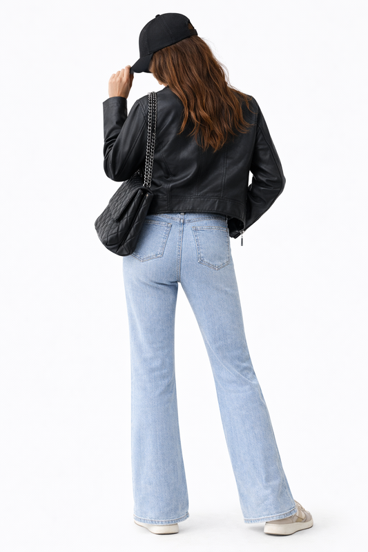 Pantalón Vaquero Azul Claro Acampanado Push Up | Jeans Bootcut de Tiro Alto Mujer