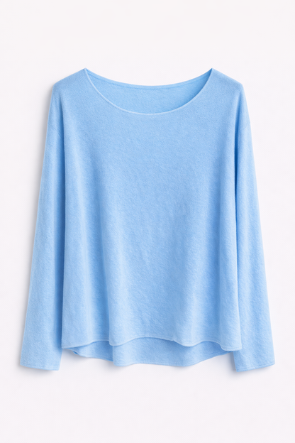 Camiseta Fluida de Manga Larga y Cuello Redondo | Básico Versátil