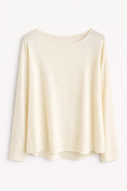 Camiseta Fluida de Manga Larga y Cuello Redondo | Básico Versátil