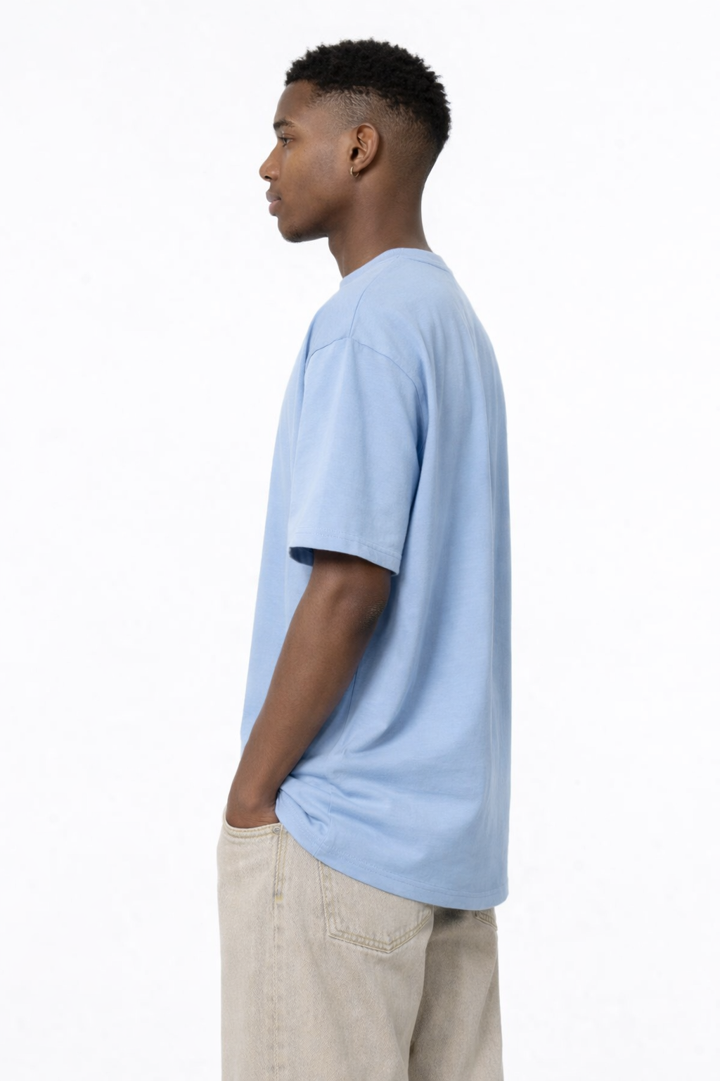 Camisetas Oversize Basico Streetwear Hombre Azul