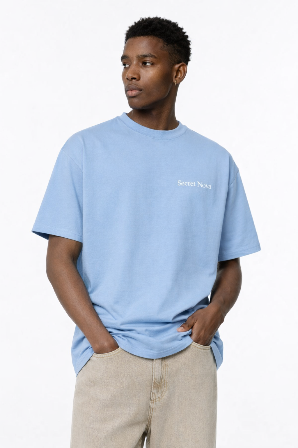 Camisetas Oversize Basico Streetwear Hombre Azul