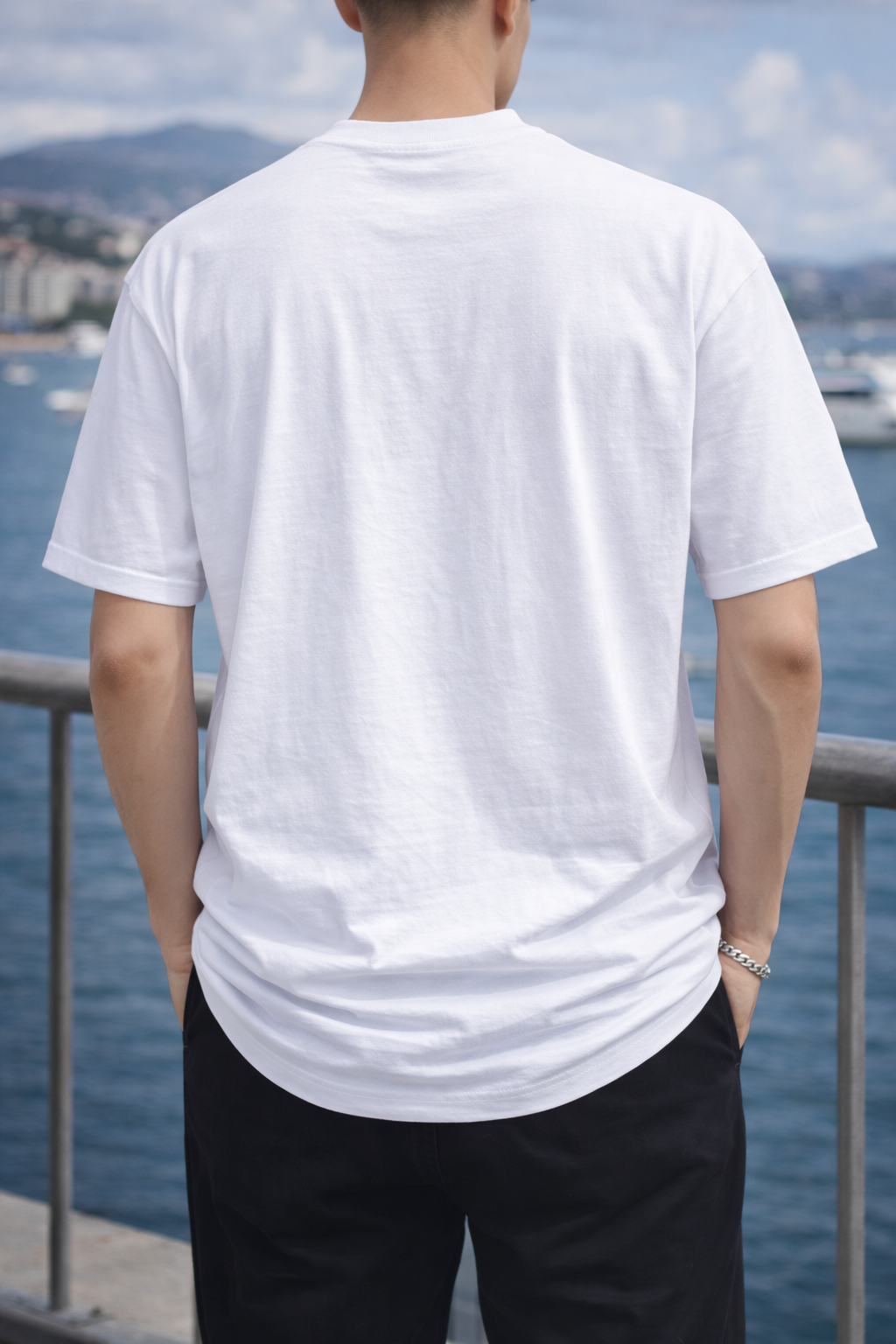 Camisetas Oversize Basico Streetwear Hombre Blanco