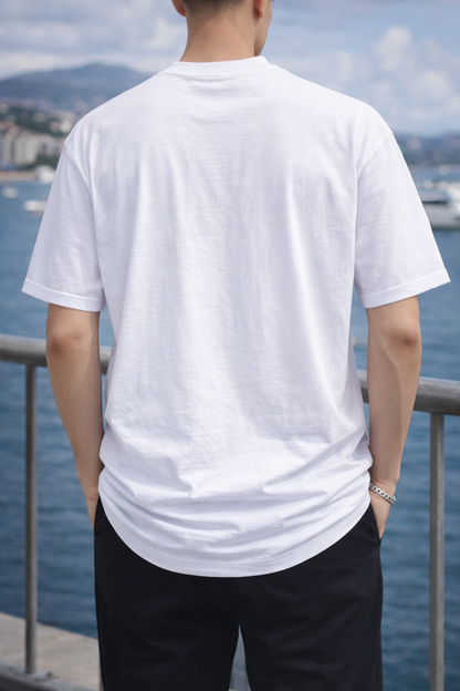 Camisetas Oversize Basico Streetwear Hombre Blanco