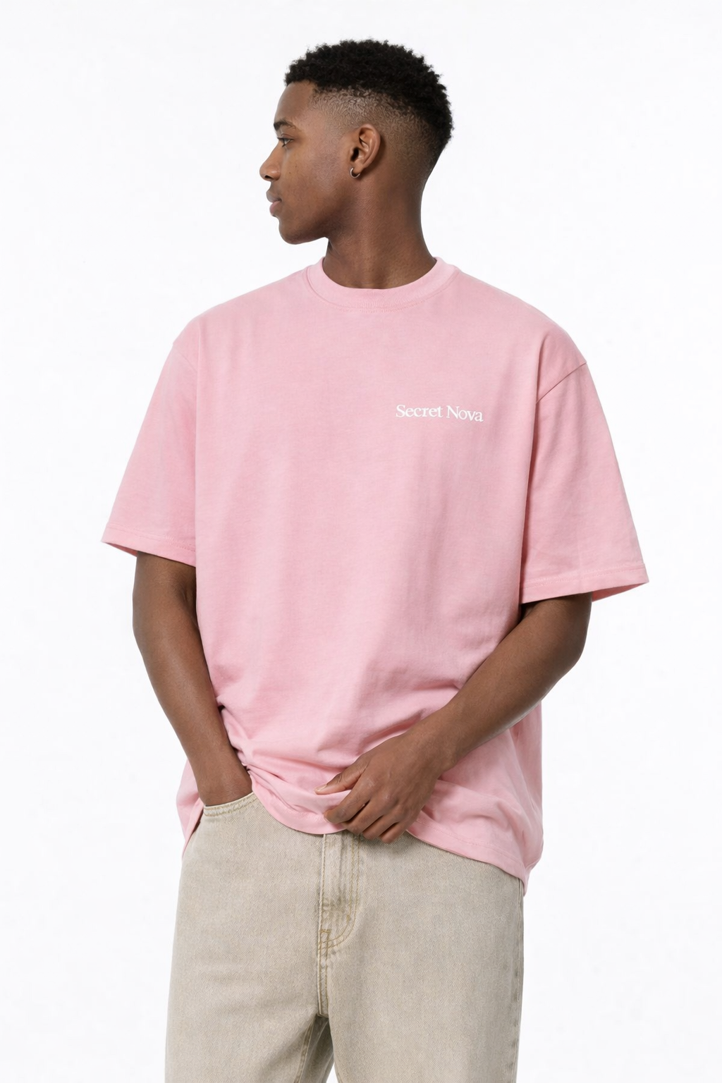 Camisetas Oversize Basico Streetwear Hombre Rosa