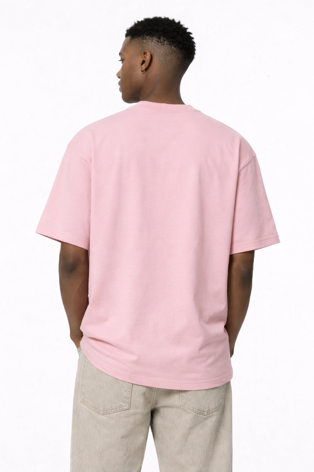 Camisetas Oversize Basico Streetwear Hombre Rosa