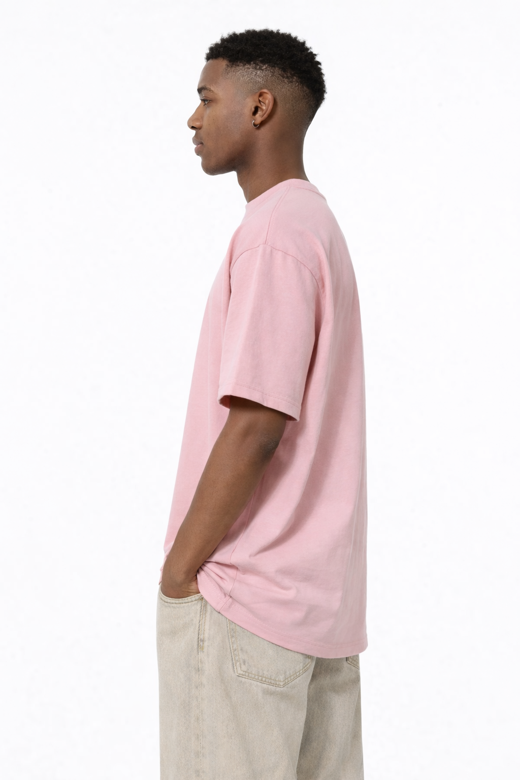 Camisetas Oversize Basico Streetwear Hombre Rosa