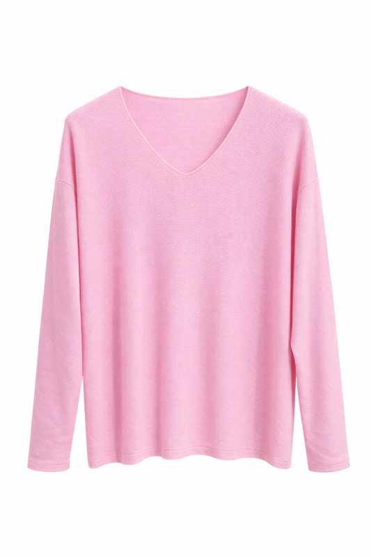 Jersey fino mujer multicolor con cuello pico – Manga larga, tejido ligero y cómodo