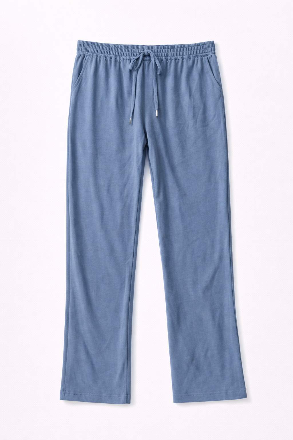 Pantalón cómodo de mujer azul con cintura elástica y cordón ajustable