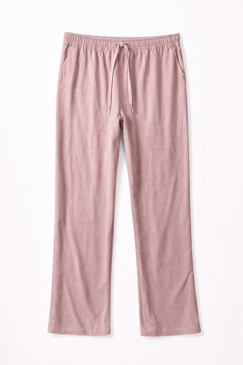 Pantalón cómodo de mujer rosa con cintura elástica y cordón ajustable
