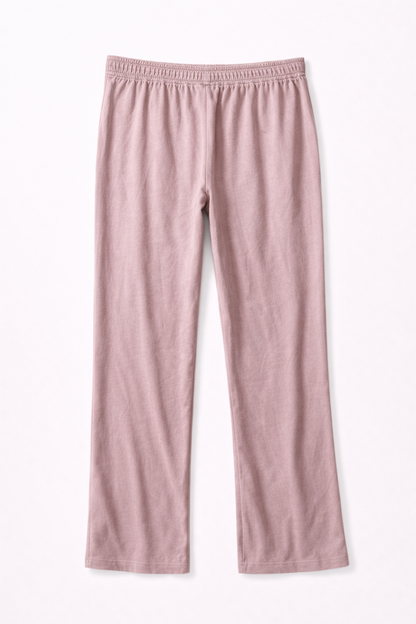 Pantalón cómodo de mujer rosa con cintura elástica y cordón ajustable
