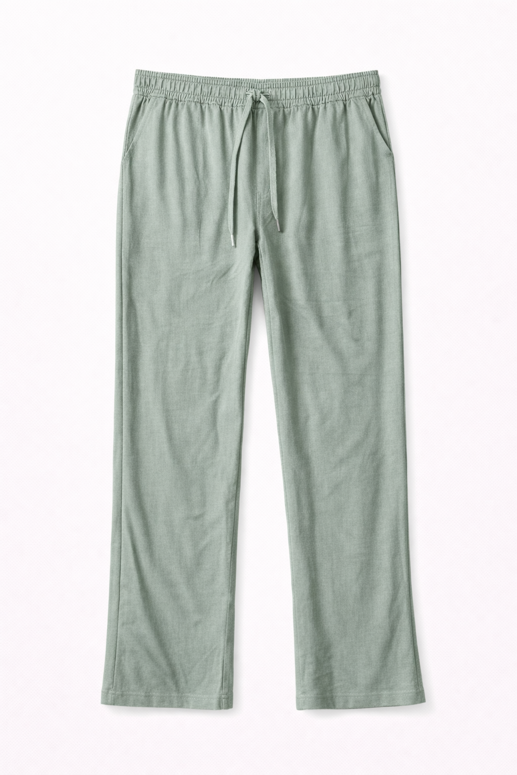 Pantalón cómodo de mujer verde con cintura elástica y cordón ajustable